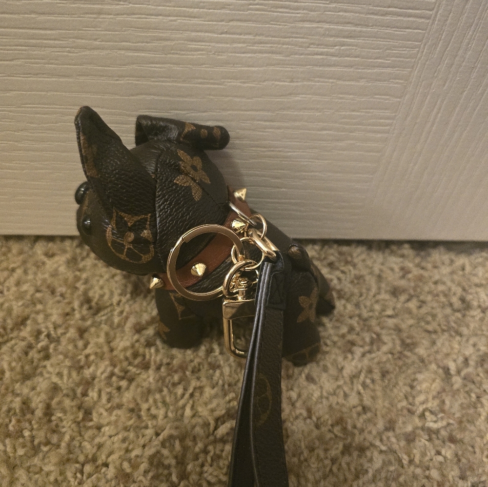 Brown and Gold Dog Keychain
